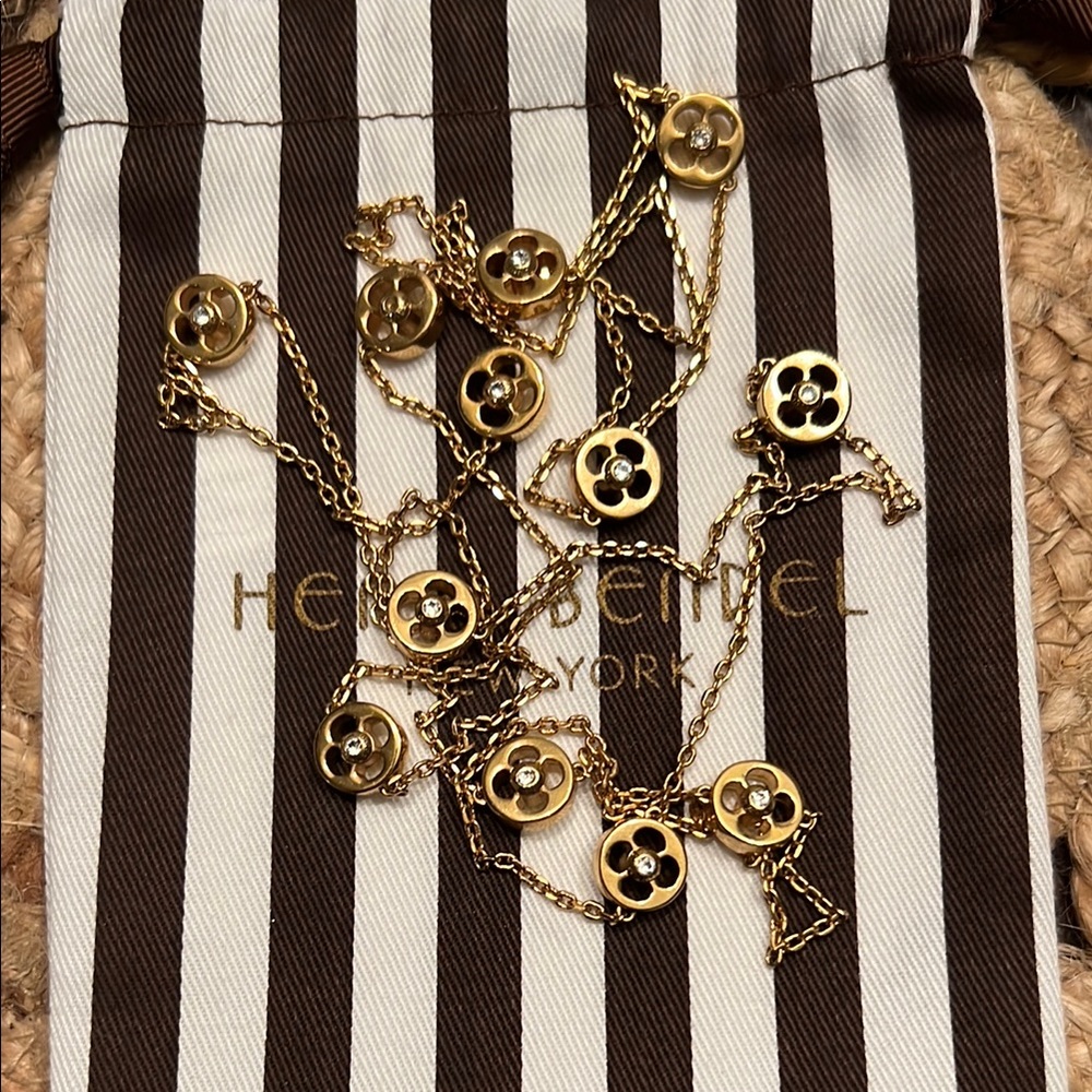 Henri Bendel Gold Button Necklace